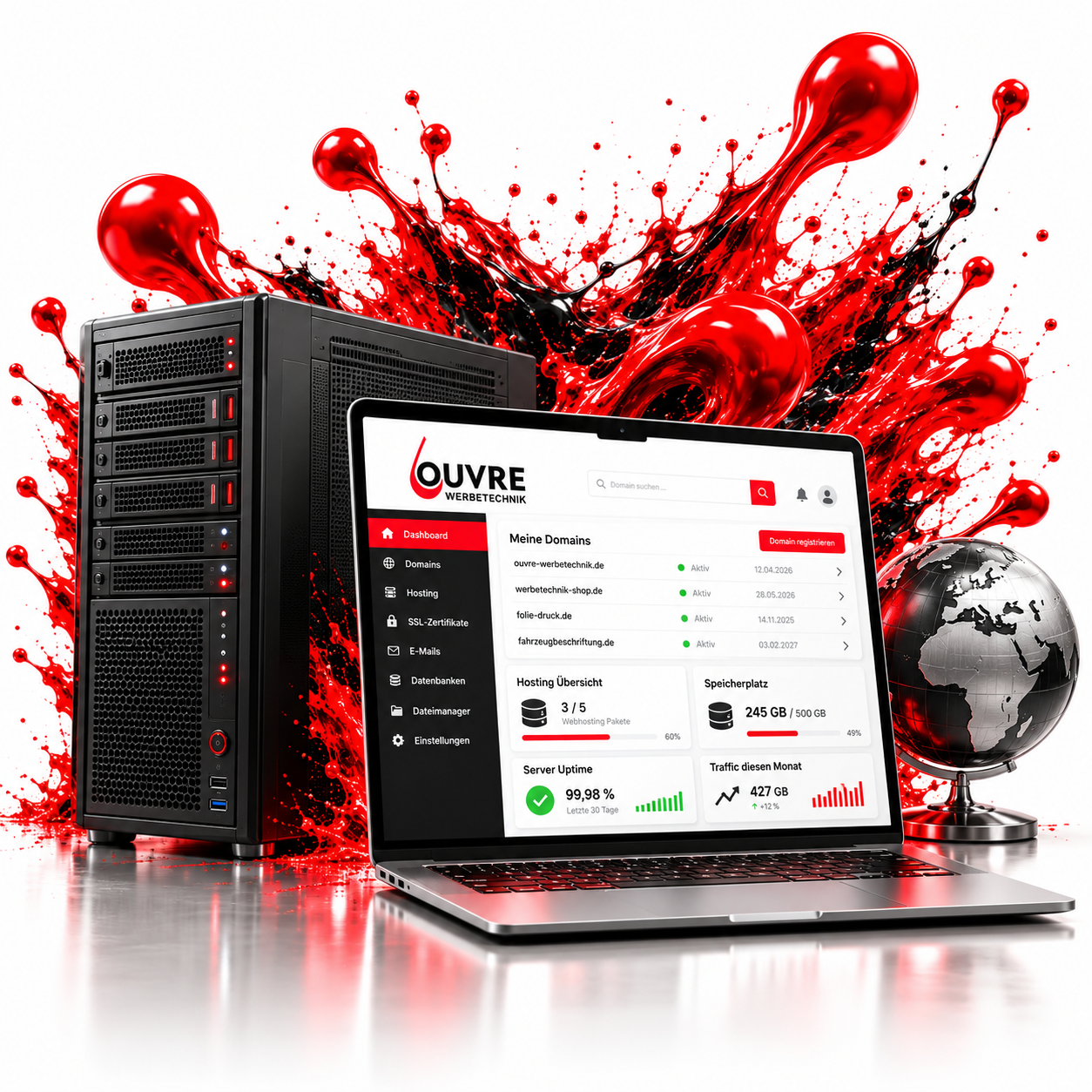 Domain & Hosting — Louvre Werbetechnik, Witten-Bommern